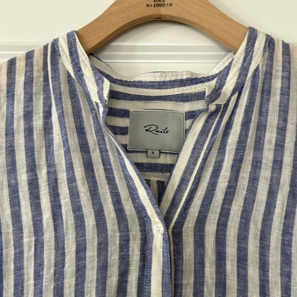Rails Jules Linen Tunic Dress in Blue & White Vertical Stripes Sz Small - Picture 4 of 10